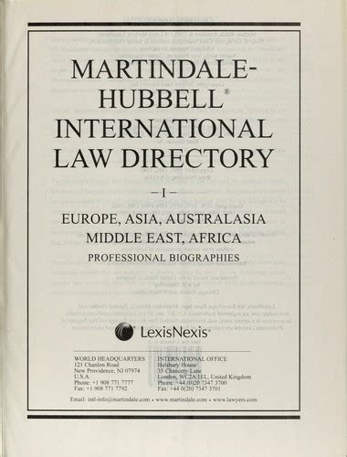 Martindale-Hubbell international law directory 2010 by James B ...