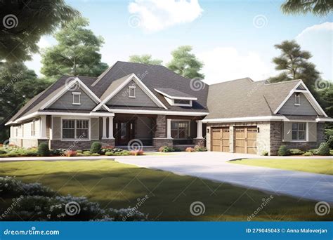 Big Family House. Image of a Residential House Stock Illustration ...