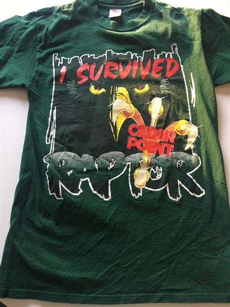 Vintage 90s I Survived The Raptor Cedar Point T Shirt Etsy Cool