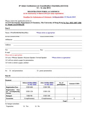 Fillable Online Chemistry Hku REGISTRATION FORM ACADEMICS To Be