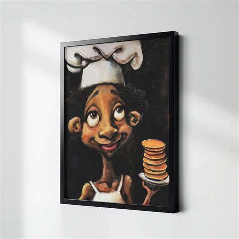 African American Kitchen Wall Art Poster Afro Black Chef T Canvas