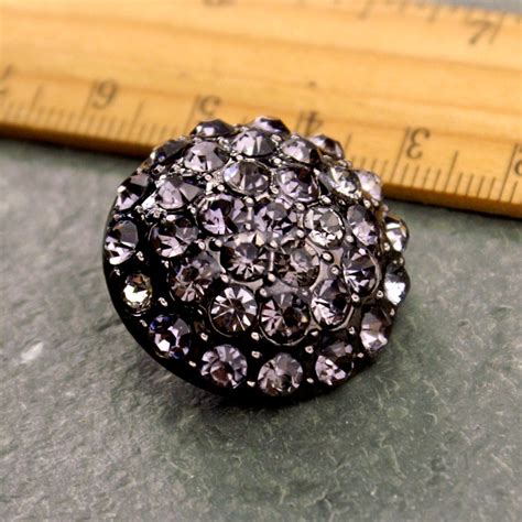 4 Rhinestone Buttons Crystal Button Black Diamante Sparkling Dome