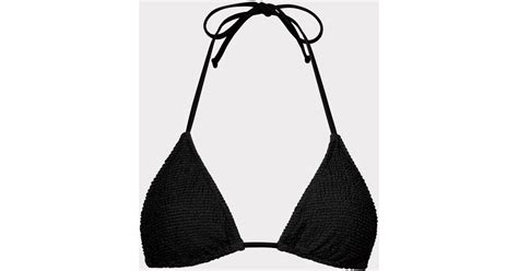 MILLY Textured Triangle Bikini Top In Black Lyst