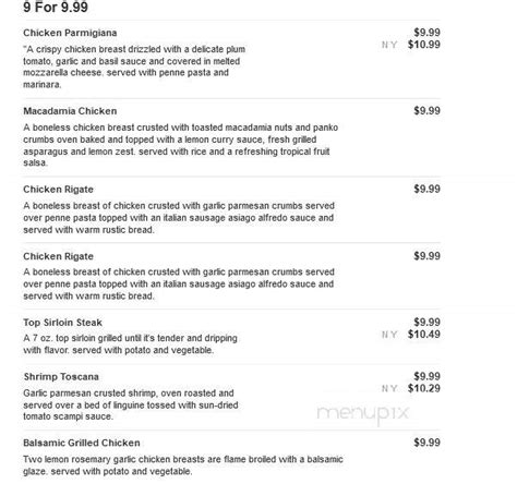 Menu Of 99 Restaurant And Pub In Billerica Ma 01821