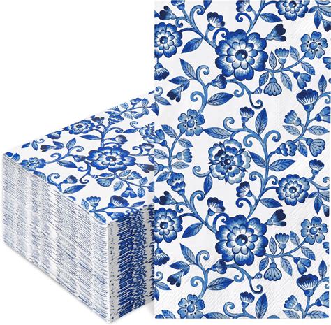 Amazon Jarthenaamcs Pcs Blue White Floral Guest Napkins Vintage