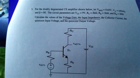 Solved Find Collector Current Quiescent Input Voltage And Quiescent