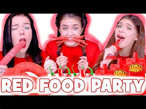 ASMR Eating Only One Color Food Challenge Red Food Mukbang ASMR