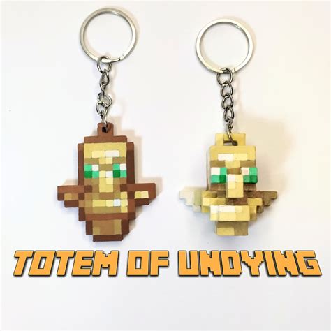 Totem of Undying Keychains Minecraft Original or 3D Pixel Game Figurine FREE SHIPPING to US ...