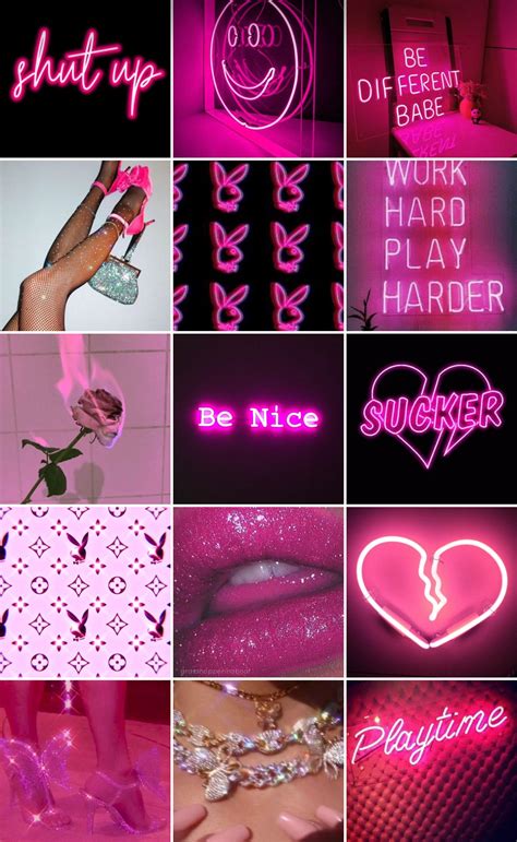 100 Pcs Pink Neon Baddie Boujee Aestethic Digital Download Etsy