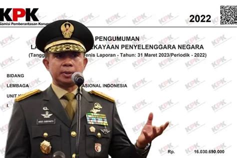 Segini Harta Kekayaan Calon Panglima TNI Jenderal Agus Subiyanto Dari