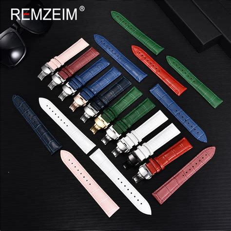 Remzeim Bamboo Pattern Genuine Leather Watch Strap First Layer Cowhide