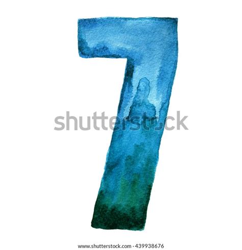 Watercolor Decorative Number 7 Hand Painted Stock Illustration