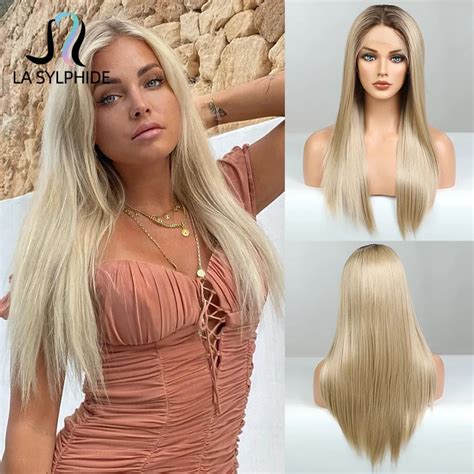 Synthetic Blonde Lace Front Wigs Front Lace Wig Ombre Synthetic