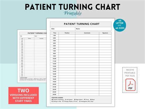 Patient Positioning And Turn Chart Patient Repositioning Chart