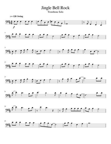 Jingle Bell Rock Trombone Solo Sheet Music For Trombone Solo