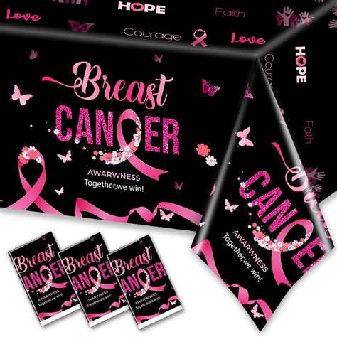 Amazon 3Pcs Breast Cancer Awareness Tablecloths Hope Love Cure