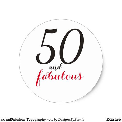 50 Anffabuloustypography 50th Birthday Classic Round Sticker