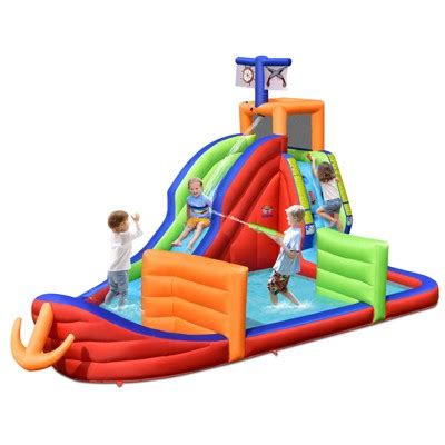 Tangkula Pirate-themed Inflatable Kids Water Slide W/ Splash Pool ...