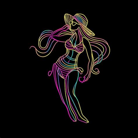 Premium Photo Toned Woman In Bikini Neon Psychedelic Art Design With Vibra Simple Glow Art