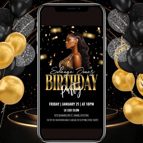 Black And Gold Birthday Party Invitation Zazzle