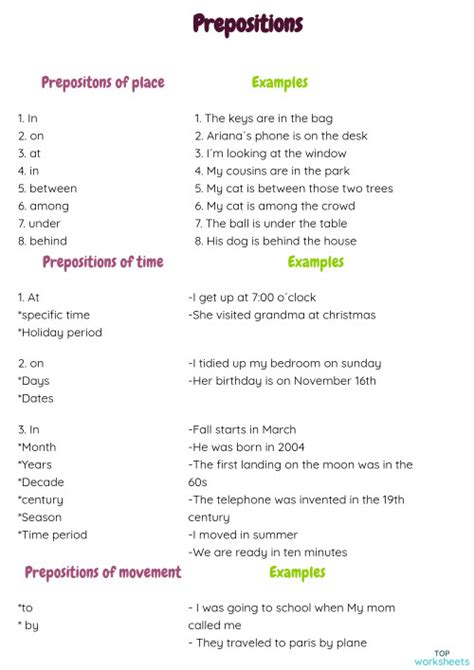 Prepositions And Wh Question Words Ficha Interactiva Topworksheets