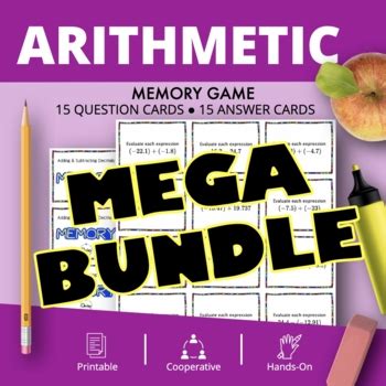 Arithmetic BUNDLE: Math Memory Games by Qwizy | Teachers Pay Teachers