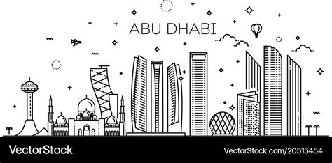 Abu dhabi city line art with Royalty Free Vector Image