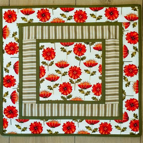 Quilted Floral Table Topper Mat Wall Hanging Deco Poppies Etsy