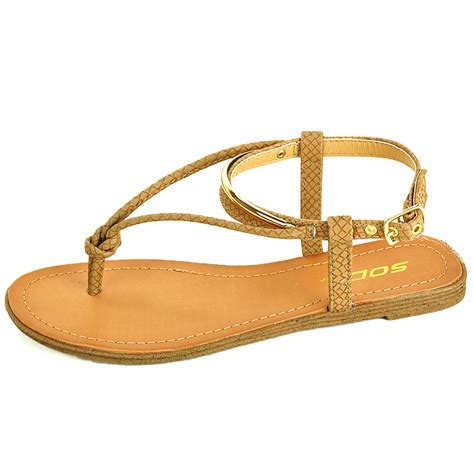 Womens T Strap Sandals Slingback Thongs Gold Strap Flip Flops Bohemian