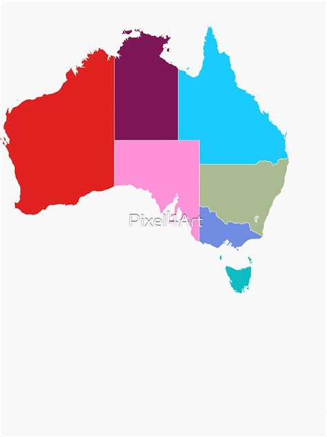 Australia Color Map Sticker For Sale By Pixel4art Redbubble