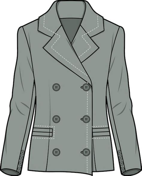 Premium Vector Slim Fit Wide Notch Collar Double Breasted Blazer With