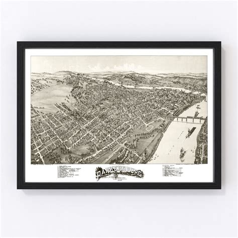 Parkersburg Map 1899 Old Map of Parkersburg West Virginia Art Vintage ...