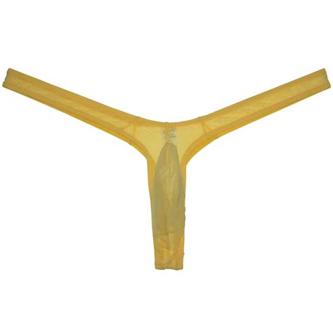 Buy JAXFSTK Men S Minimal Coverage Bulge Thong Underwear See Through Mesh Mini Bikini Tangas