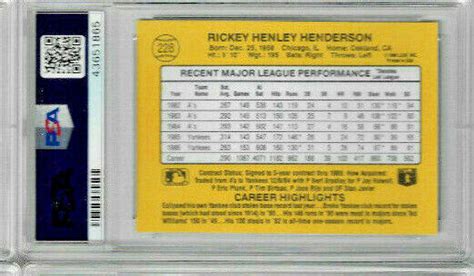 1987 Donruss Rickey Henderson 228 PSA 7 EBay