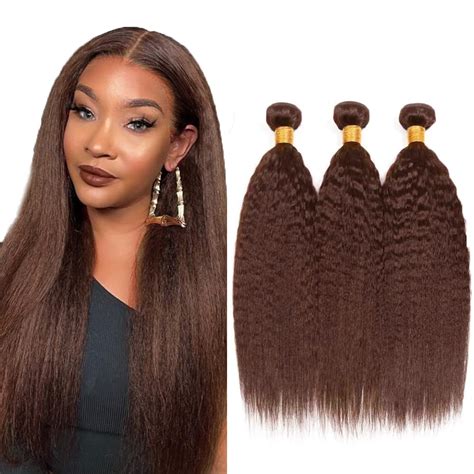 Amazon Color Human Hair Bundles Brown Kinky Straight Bundles