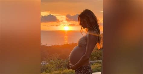 Bikini Clad Gisele Bundchen Shows Off Her Growing Baby Bump