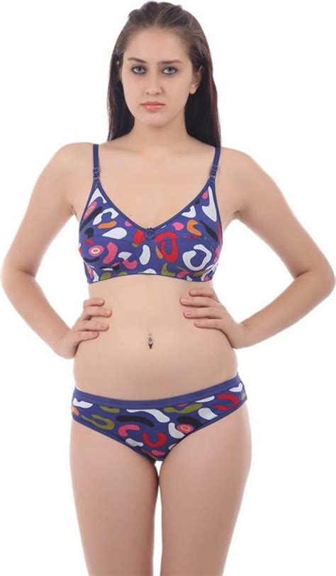 Buy Tace Women Blue Solid Cotton Blend Lingerie Set Online At Best