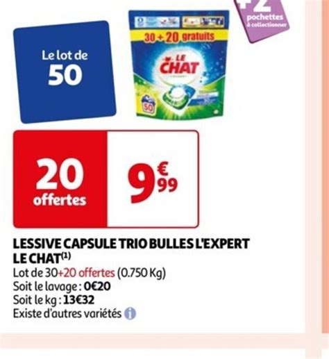 Promo LESSIVE CAPSULE TRIO BULLES L EXPERT LE CHAT ¹ chez Auchan