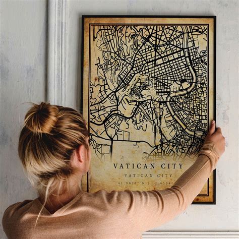 Vatican City Vintage Map Poster Wall Art City Artwork Print | Etsy