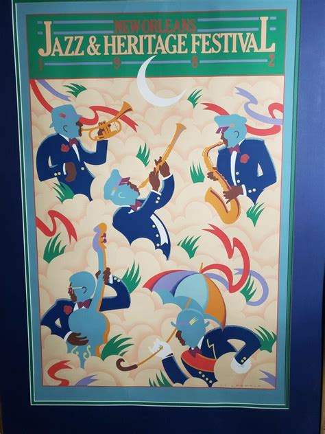 Vintage 1982 New Orleans Jazz And Heritage Festival Poster Print Jazz