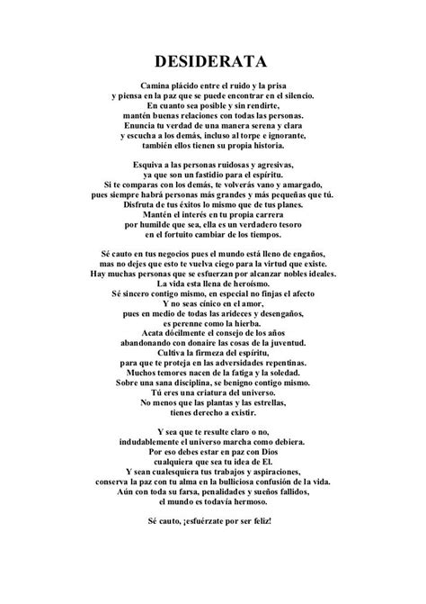 The Poem Desiderata Written In Spanish