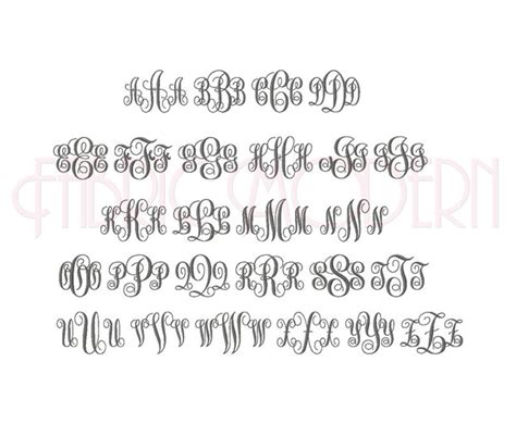 Interlocking Vine Monogram 2 25 And 3 Inch Font Embroidery Etsy