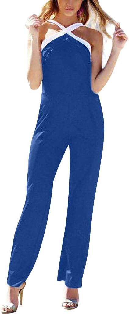 Goosuny Damen Jumpsuit Lang Rückenfrei Spielanzug Elegant Trägerlos