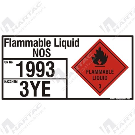 Hs6861 Hazchem Eip Flammable Liquid Nos Metal Non Reflective Un1993 Hazcode 3ye Class 3