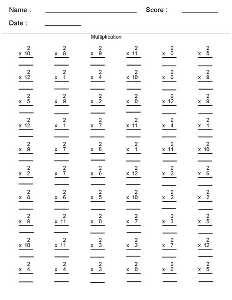 Times Tables For 2nd Grade