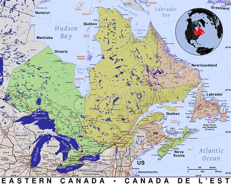 map of east canada