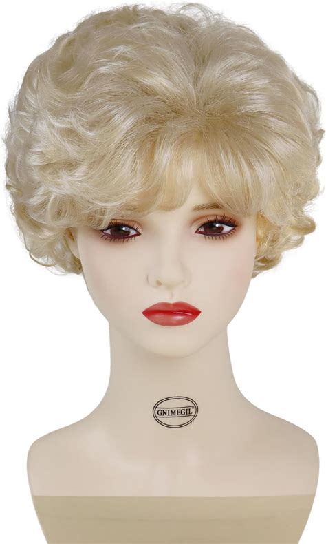 Gnimegil Golden Blonde Wig Natural Short Curly Hair Womens Pixie Cuts Wigs With