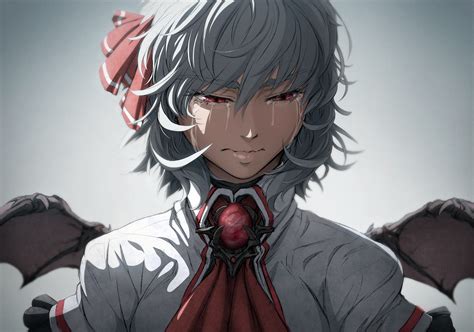 Wallpaper Short Hair Touhou Red Eyes Tears Sad Crying Solo