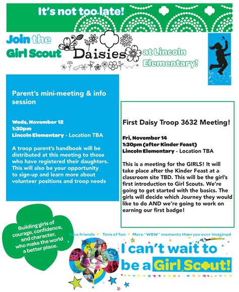 Daisy Girl Scout Recruitment Flyer Designed By Charmaine Oc Troop 3637 Daisy Girl Scouts