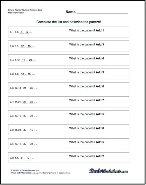 Patterns Grade Worksheets